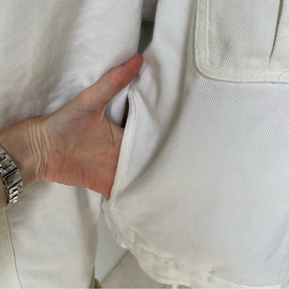 Joe’s denim full zip Sherpa jacket pockets cream ivory cotton size L - Picture 2 of 11